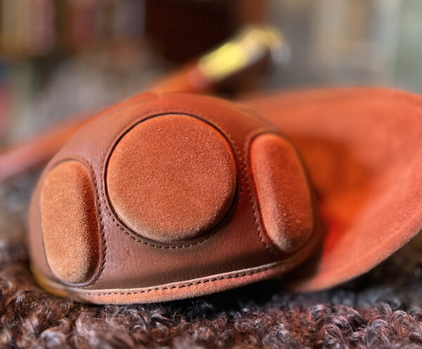 St Mark's ritter elbow pads in cognac colour for historical fencing